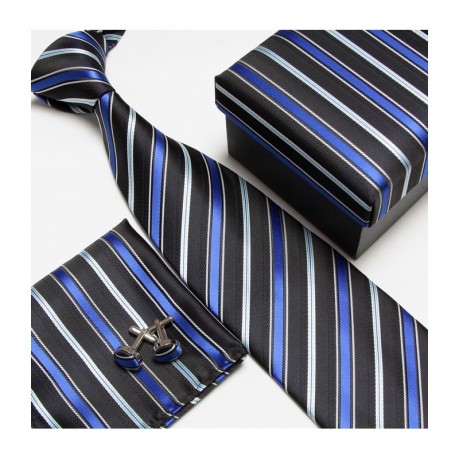 Kravatový set so vzorom modro-čierny